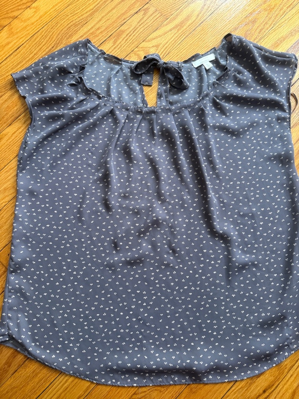 LC Lauren Conrad Purple Pink Micro Dot Tie-Back Blouse